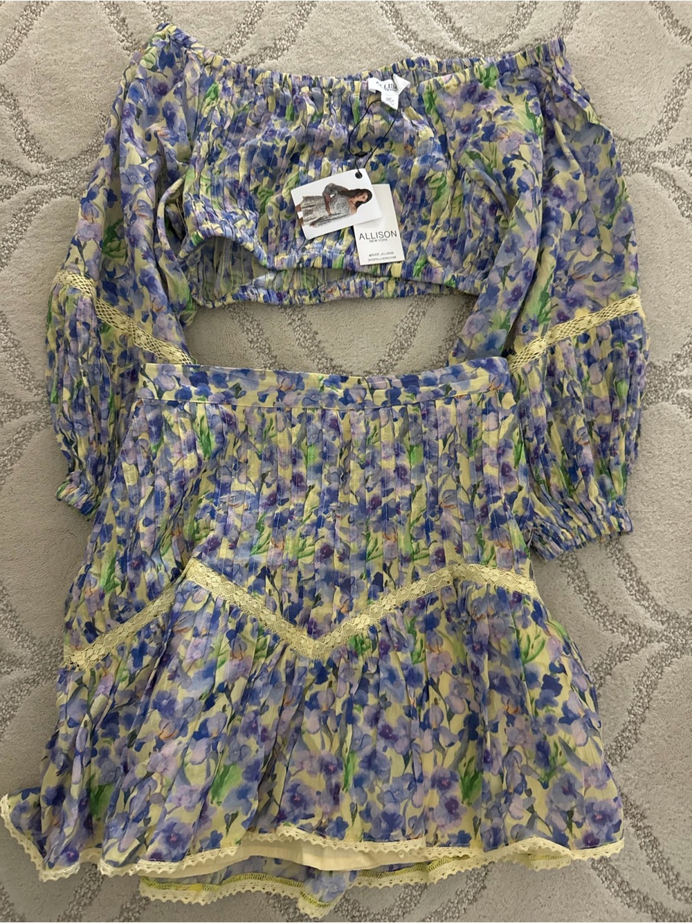Woman’s Floral Off-Shoulder Dress in Lavender Yellow